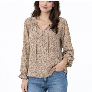 Sabrina Lauren Size 1X Cheetah Print Blouse